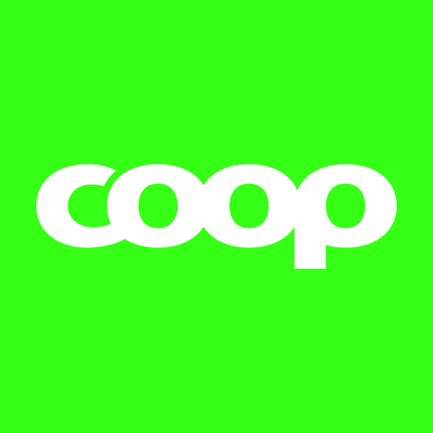 Vit Coop-logga framför en grön bakgrund