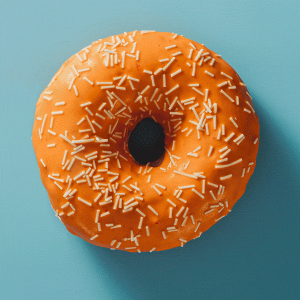 En donut med strössel på som bit för bit försvinner för att sedan dyka upp igen