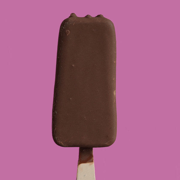 En vaniljglass med chokladöverdrag som försvinner bit för bit för att sedan dyka upp igen
